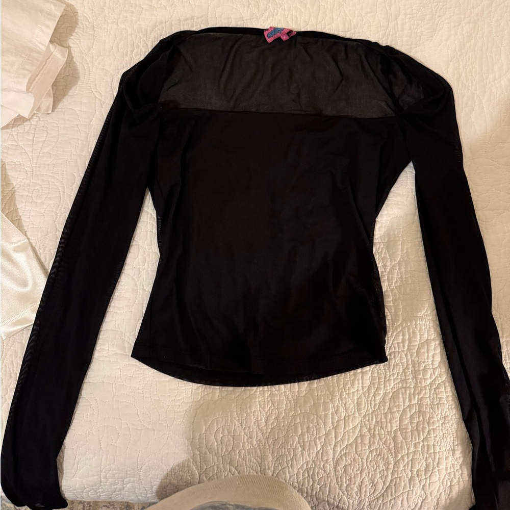 Edikted Black Mesh Top